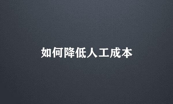 如何降低人工成本