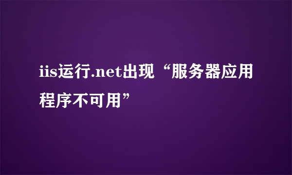 iis运行.net出现“服务器应用程序不可用”