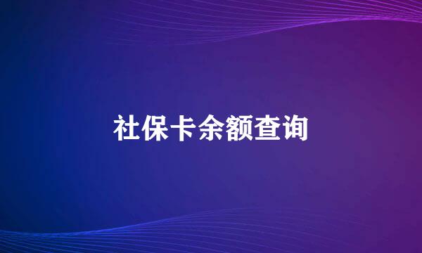 社保卡余额查询
