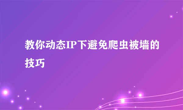 教你动态IP下避免爬虫被墙的技巧