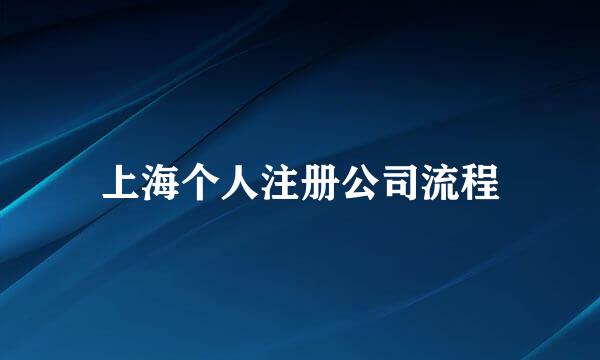 上海个人注册公司流程