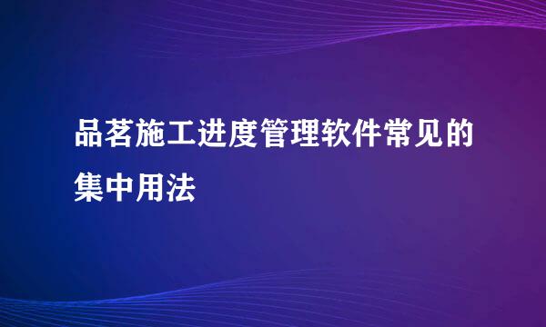 品茗施工进度管理软件常见的集中用法