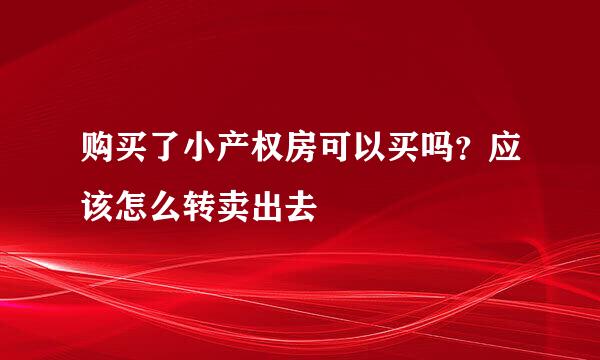 购买了小产权房可以买吗？应该怎么转卖出去