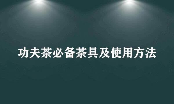 功夫茶必备茶具及使用方法