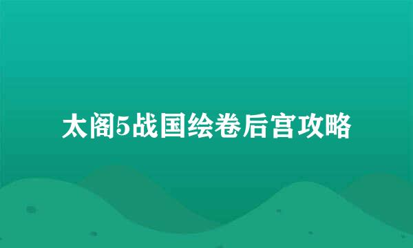太阁5战国绘卷后宫攻略