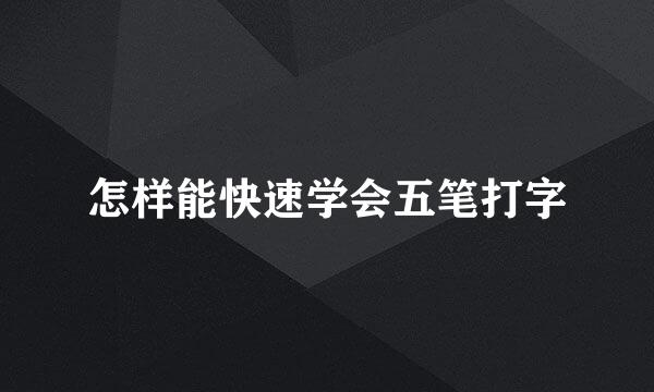 怎样能快速学会五笔打字