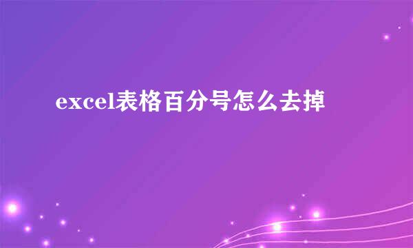 excel表格百分号怎么去掉