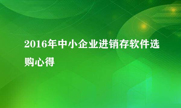 2016年中小企业进销存软件选购心得