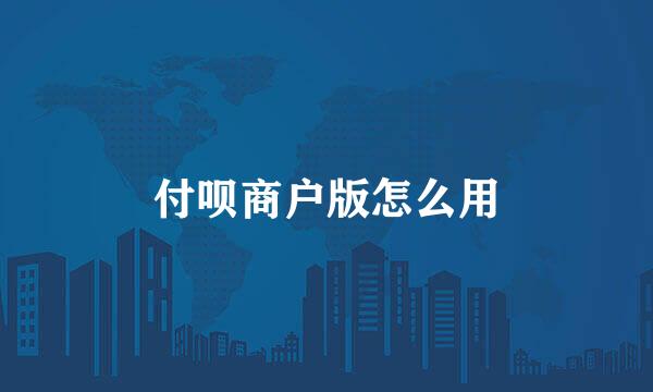 付呗商户版怎么用