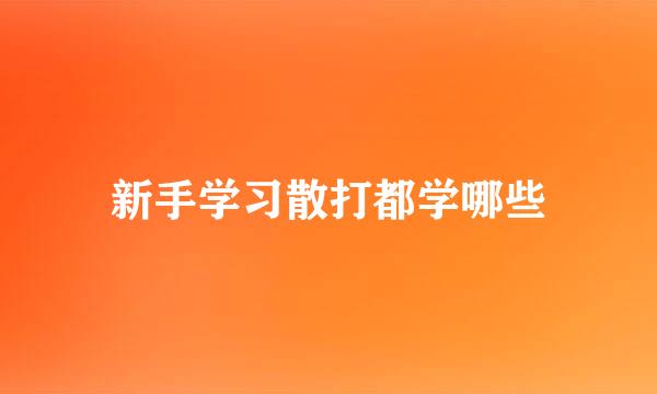 新手学习散打都学哪些