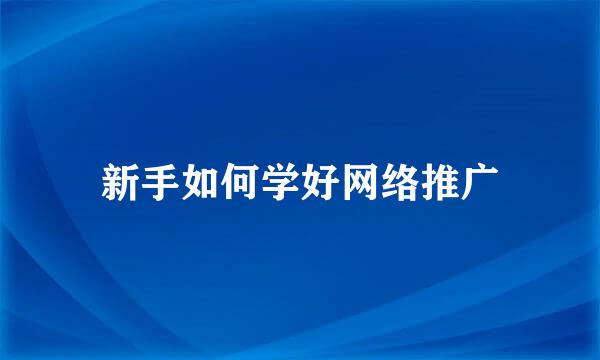 新手如何学好网络推广