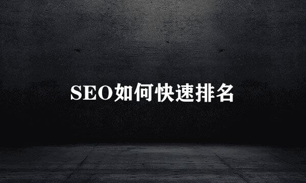 SEO如何快速排名