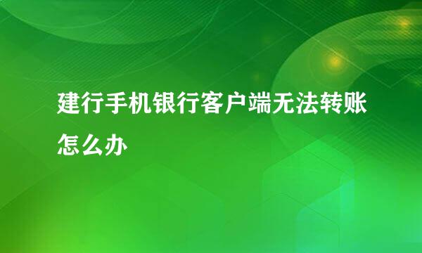 建行手机银行客户端无法转账怎么办