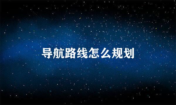 导航路线怎么规划