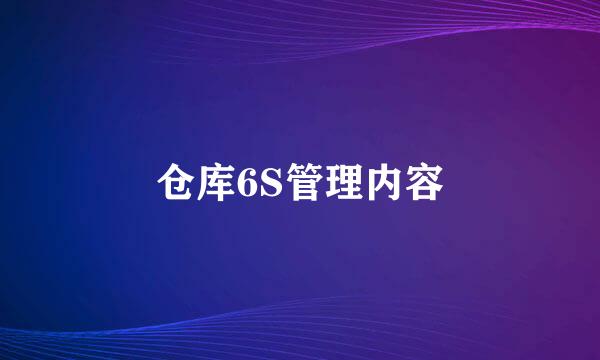 仓库6S管理内容