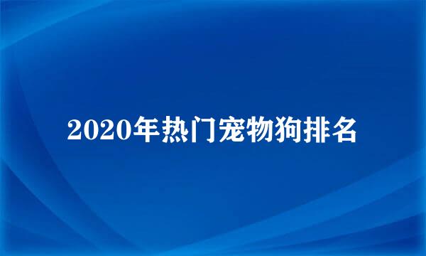 2020年热门宠物狗排名