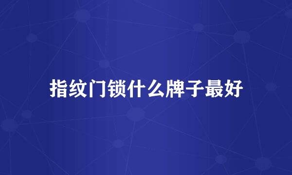 指纹门锁什么牌子最好