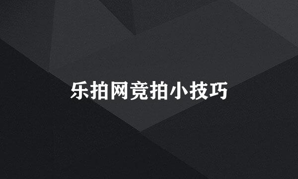 乐拍网竞拍小技巧