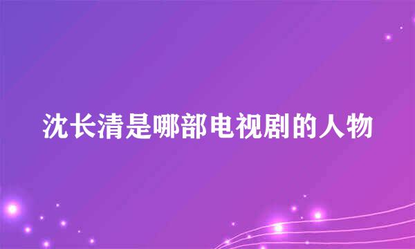 沈长清是哪部电视剧的人物