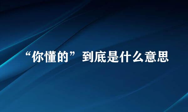 “你懂的”到底是什么意思