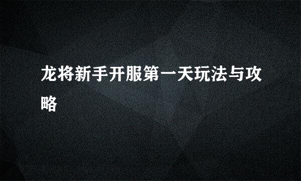 龙将新手开服第一天玩法与攻略