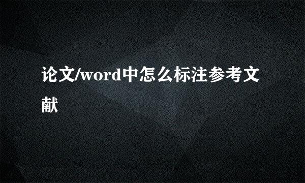 论文/word中怎么标注参考文献