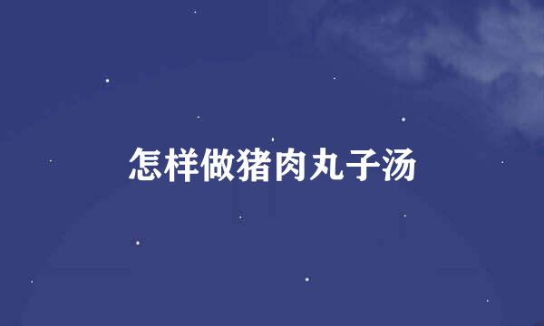 怎样做猪肉丸子汤