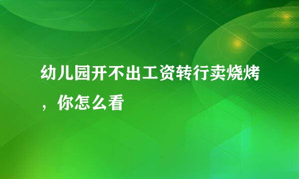 幼儿园开不出工资转行卖烧烤，你怎么看
