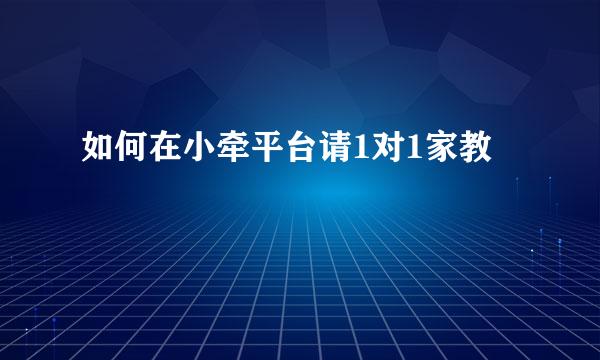 如何在小牵平台请1对1家教