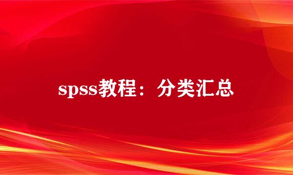 spss教程：分类汇总