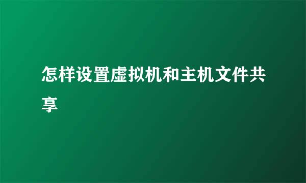 怎样设置虚拟机和主机文件共享