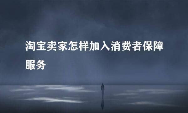 淘宝卖家怎样加入消费者保障服务