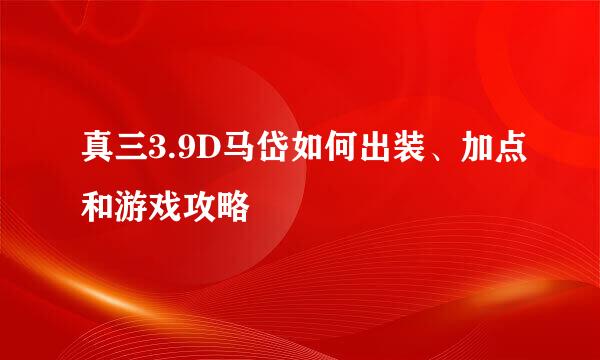 真三3.9D马岱如何出装、加点和游戏攻略