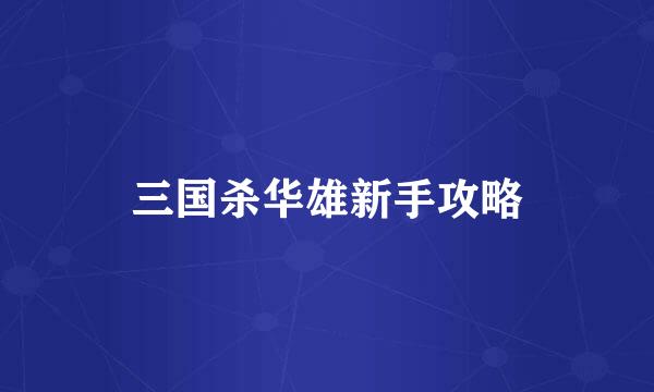三国杀华雄新手攻略