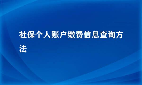 社保个人账户缴费信息查询方法