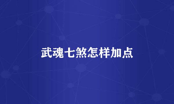 武魂七煞怎样加点