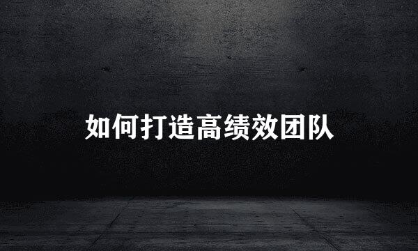 如何打造高绩效团队