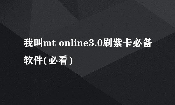 我叫mt online3.0刷紫卡必备软件(必看)