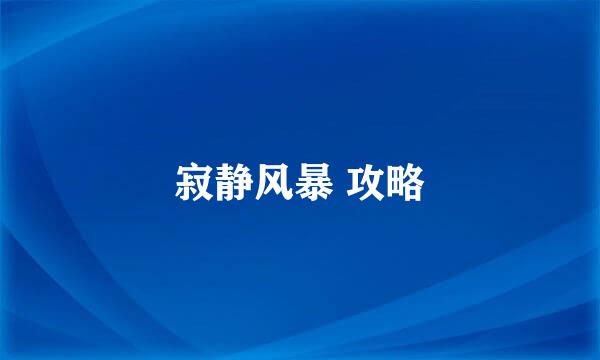 寂静风暴 攻略