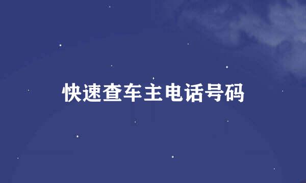 快速查车主电话号码