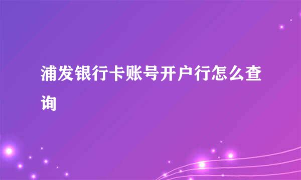 浦发银行卡账号开户行怎么查询