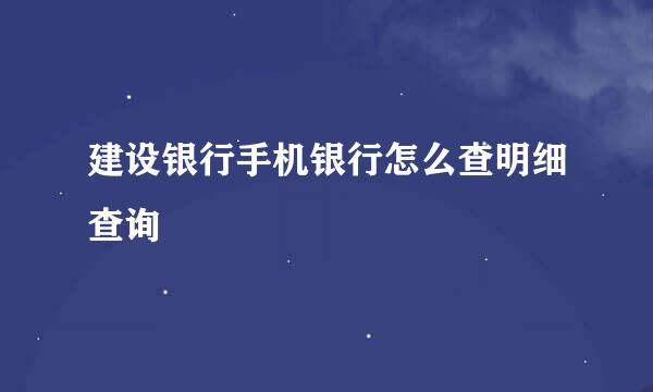 建设银行手机银行怎么查明细查询
