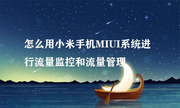 怎么用小米手机MIUI系统进行流量监控和流量管理