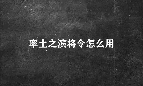 率土之滨将令怎么用