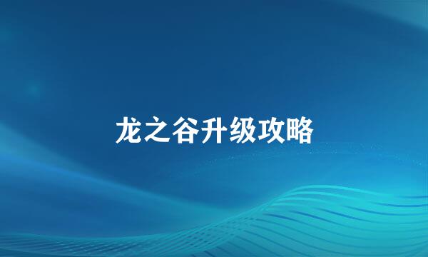 龙之谷升级攻略