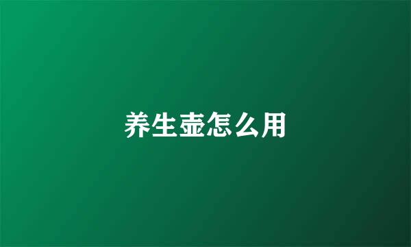 养生壶怎么用