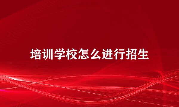 培训学校怎么进行招生