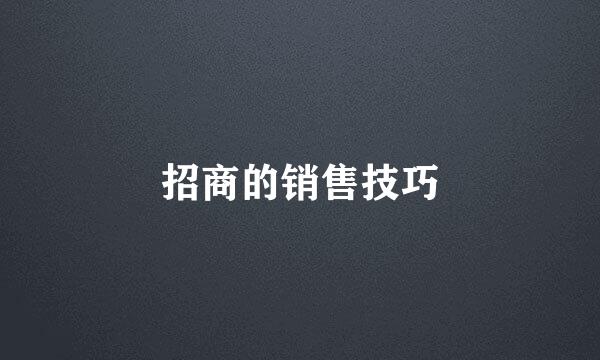 招商的销售技巧