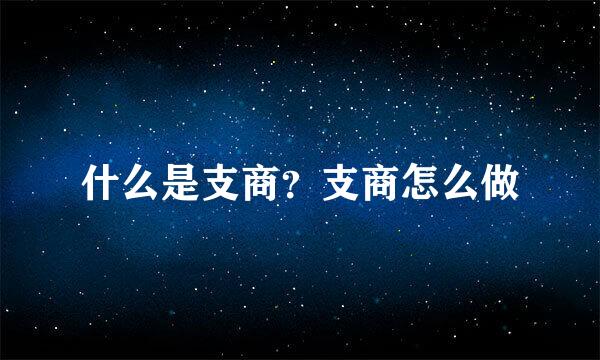 什么是支商？支商怎么做