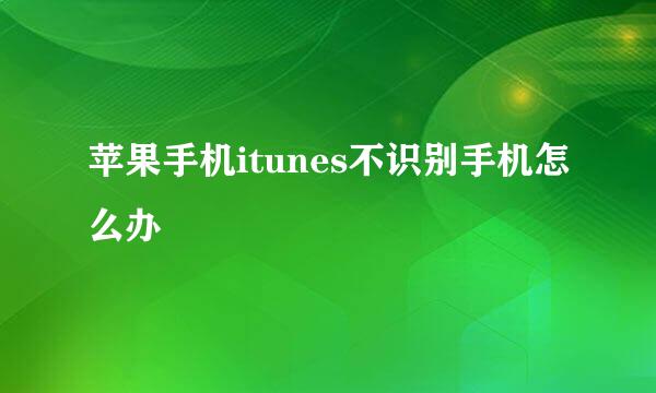 苹果手机itunes不识别手机怎么办